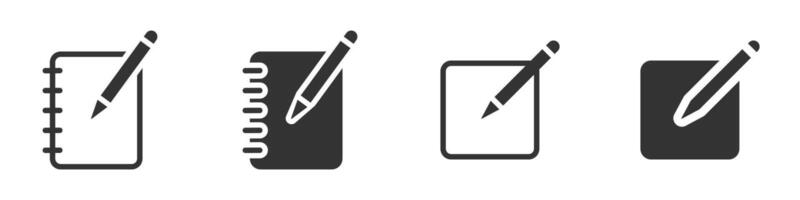 Notepad edit document with pencil icon. Vector illustration.