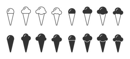 Ice cream cone icons set. Vector illustration.