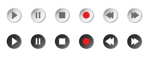 Media player control icon set. Vector illustration.