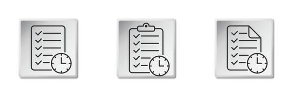 archivo, documento, reloj icono colocar. plano vector ilustración.