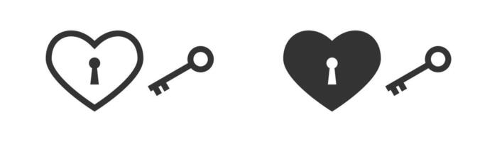 Heart with keyhole icon. Heart and key. Vector illustration.