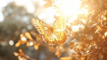 AI generated Macro shot of intricate butterfly wings on defocused backdrop with room for text photo