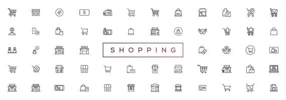 Shopping and retail line icons set. E-Commerce and retail outline icons collection. Shopping, gifts, store, shop, delivery, marketing, store, money, price vector