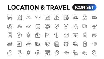 Location icons set. Navigation icons. Map pointer icons. Location symbols. Vector illustration.