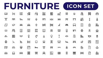 Furniture, icon set.Outline icon collection. vector