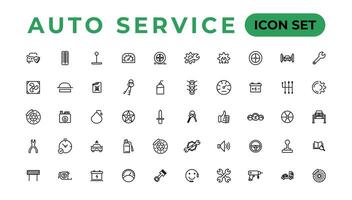 Auto service and car garage Set of thin line web icon set, simple outline icons collection, Pixel Perfect icons, Simple vector illustration.