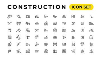 Build and construction thin line icons vector