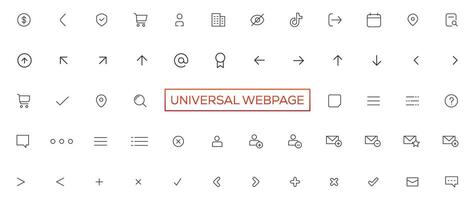 Vector line universal webpage tiny icon set