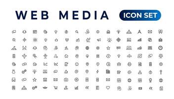 Audio Video Icons Pack. Thin line icons set. Flat icon collection set. Simple vector icons