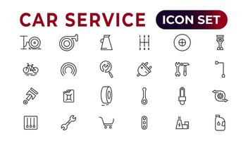 Car service icon set with editable stroke and white background. Auto service, car repair icon set. Car service and garage. vector