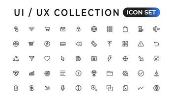 mega conjunto de ui ux icono colocar, usuario interfaz conjunto de iconos colección.conjunto de Delgado línea web icono colocar, sencillo contorno íconos recopilación, píxel Perfecto iconos, sencillo vector ilustración.