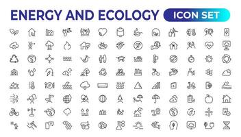 Energy and Ecology Line Editable Icons set. Vector illustration in modern thin line style of eco related icons. protection, planet care, natural recycling power. Pictograms and infographics.