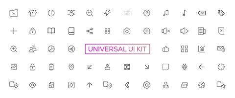 Minimalist and simple looking ui icons set for dark, light mode. Outline isolated user interface elements for night, day themes vector