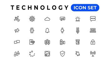 Device and Information technology line icons collection. Big UI icon set in a flat design. Thin outline icons pack vector