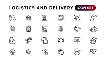 Logistics and delivery linear icons collection.Set of thin line web icon set, simple outline icons collection, Pixel Perfect icons, Simple vector illustration.