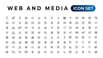 paquete de iconos de audio y video. conjunto de iconos de línea delgada. conjunto de colección de iconos planos. iconos vectoriales simples vector