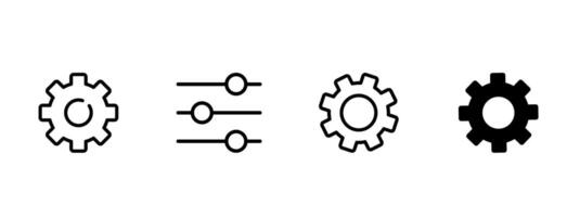 settings icon in different style vector illustration. two colored and black settings vector icons designed in filled, outline, line and stroke style can be used for web, mobile, ui