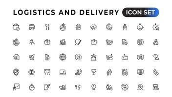 Logistics and delivery linear icons collection.Set of thin line web icon set, simple outline icons collection, Pixel Perfect icons, Simple vector illustration.