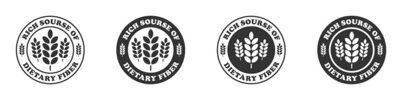 Rich source dietary fiber icon set. Vector illustration.