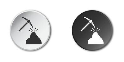 Coal and pickaxe Pile of charcoal icon. Mining icon. Flat vector illustration.