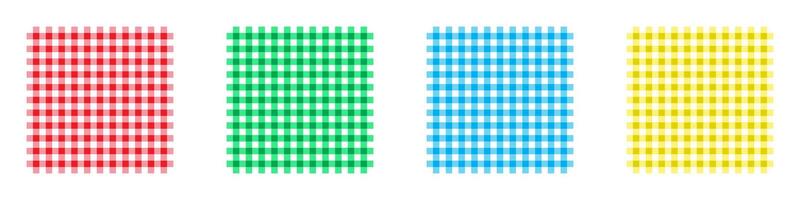 Checked tablecloth background set. Vector illustration.