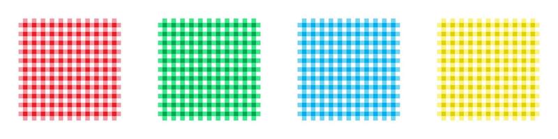 Checked tablecloth background set. Vector illustration.