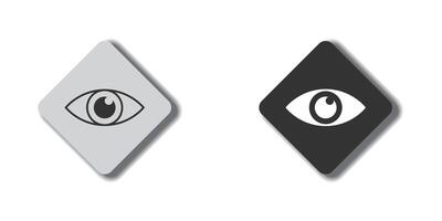 Eye symbol. Flat button with shadow. Vector illustration.