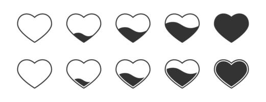 Heart icons set. Concept of love. Vector illustration.