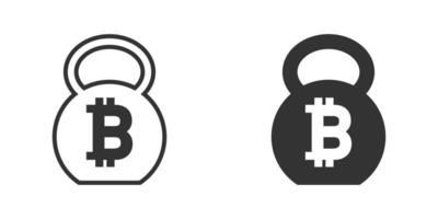 Kettlebell icon with bitcoin sign. Vector illustration.