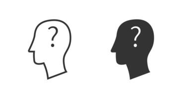 Head with question mark. Vector illustration.