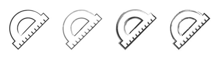 Hand Drawn Protractor Icon Set. Vector Illustration.