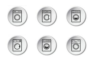 Washing machine icon set. Home appliances. Vector illustration.