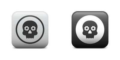 Skull with gears instead of eyes. Danger symbol. Vector illustration.