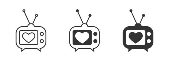 televisión icono con un corazón símbolo. vector ilustración.