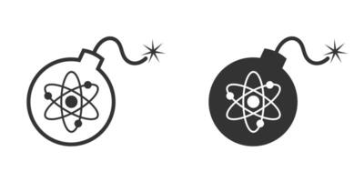 Bomb icon with atom sign. Vector illustration.