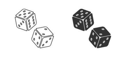 Ludo Dice two pairs. Dice marked with skulls. Vector illustration.