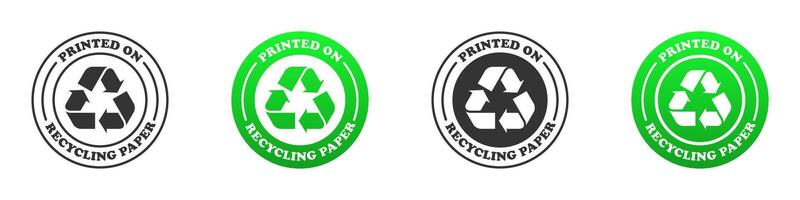 Printed on recycling paper icon. Vector illustration.