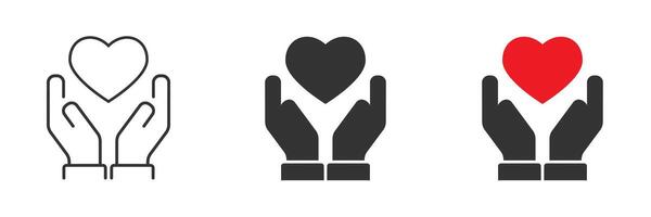 corazón salud cuidado símbolo. manos participación corazón. vector ilustración.