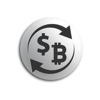 Exchange icon. Dollar and bitcoin symbols with arrows. Vector illustration.