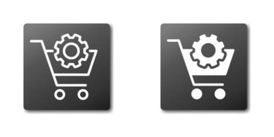 Shopping cart with gear icon. Selling, purchase, shopping concept. Vector illustration.