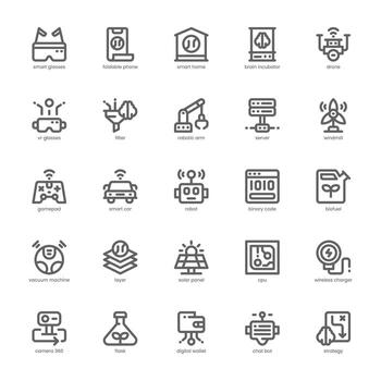 Artificial Intelligence icon pack for your website, mobile, presentation, and logo design. Artificial Intelligence icon outline design. Vector graphics illustration and editable stroke.