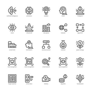 Artificial Intelligence icon pack for your website, mobile, presentation, and logo design. Artificial Intelligence icon outline design. Vector graphics illustration and editable stroke.