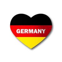 German flag in the shape of a heart with an inscription and a shadow. Flat vector illustration.