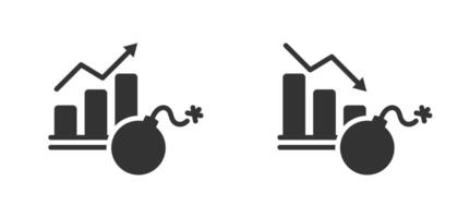 Growth chart with bomb icon. Risk Vector illustration.