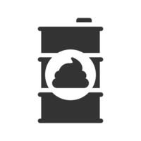 Barrel icon wth faeces symbol on it. Barrel of shit. Vector illustration.