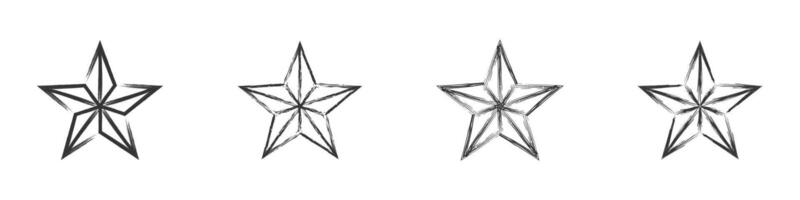 Hand drawn star icon set. Vector illustration.