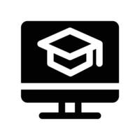 online graduation icon. vector glyph icon for your website, mobile, presentation, and logo design.