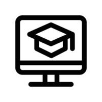 online graduation icon. vector line icon for your website, mobile, presentation, and logo design.