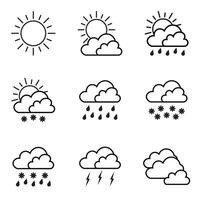 Weather icon set. Line collection. Vector illustration.