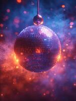 AI generated Mirrorball for dancing in nightclub. Disco ball background photo